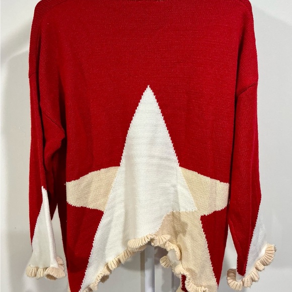 BiBi Red Sweater with Cream Star Design - Picture 4 of 6
